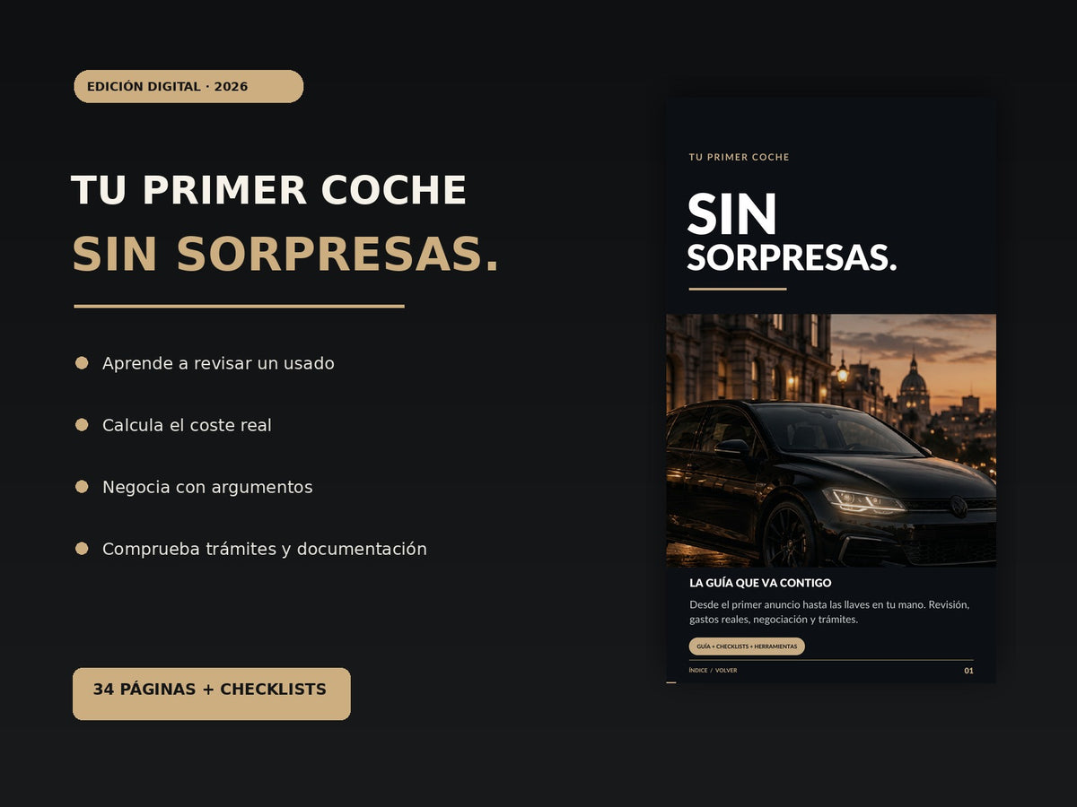Portada real de la guía Mi primer coche, sin sorpresas
